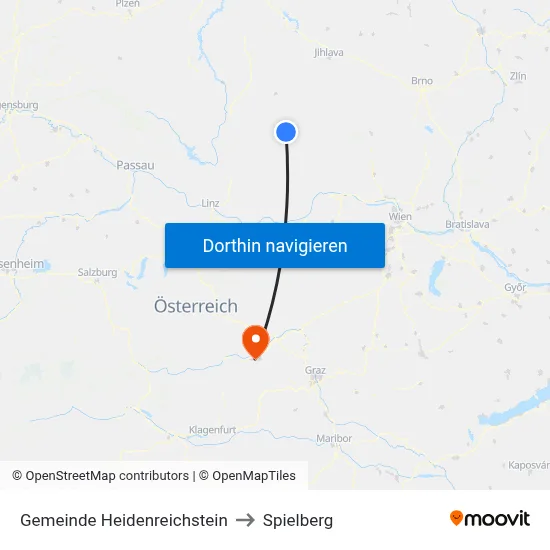 Gemeinde Heidenreichstein to Spielberg map