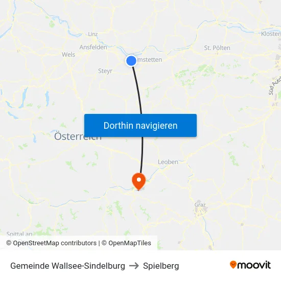 Gemeinde Wallsee-Sindelburg to Spielberg map