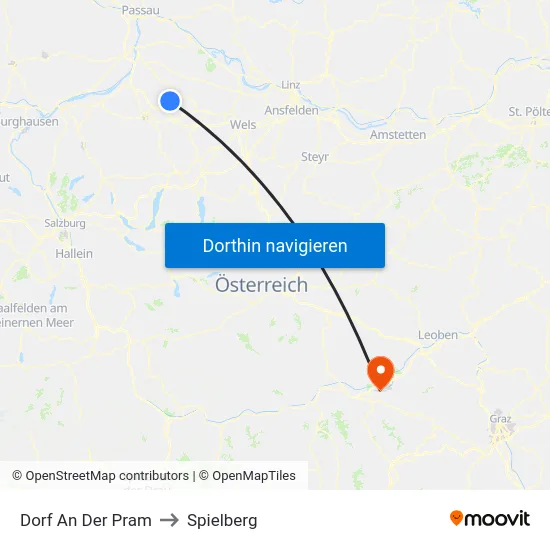 Dorf An Der Pram to Spielberg map