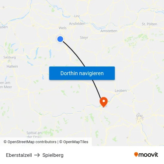 Eberstalzell to Spielberg map