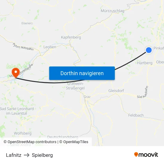 Lafnitz to Spielberg map