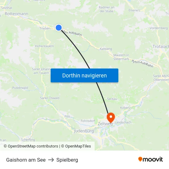 Gaishorn am See to Spielberg map