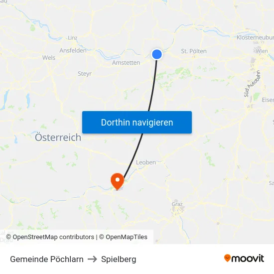 Gemeinde Pöchlarn to Spielberg map