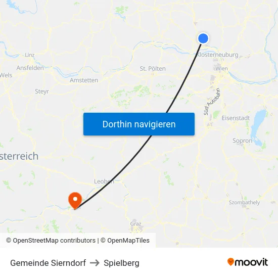 Gemeinde Sierndorf to Spielberg map