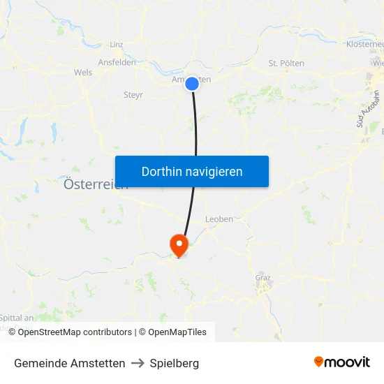 Gemeinde Amstetten to Spielberg map