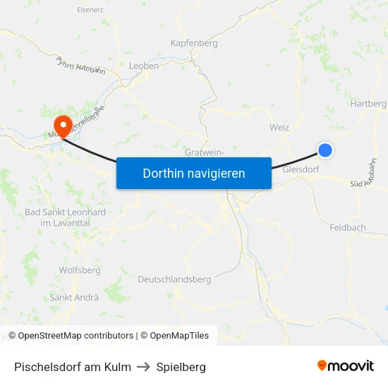 Pischelsdorf am Kulm to Spielberg map