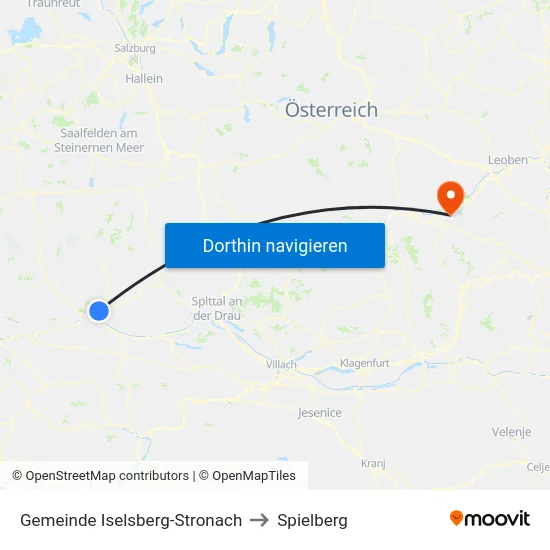 Gemeinde Iselsberg-Stronach to Spielberg map