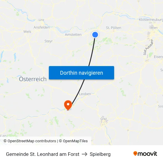 Gemeinde St. Leonhard am Forst to Spielberg map