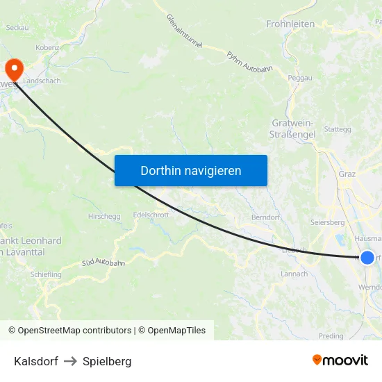 Kalsdorf to Spielberg map