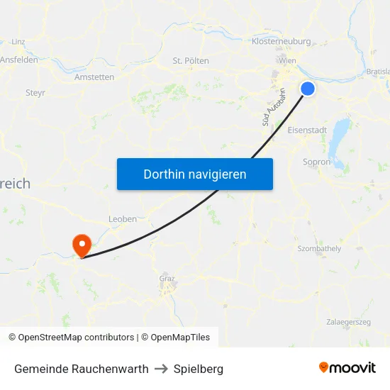 Gemeinde Rauchenwarth to Spielberg map