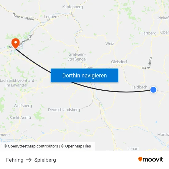 Fehring to Spielberg map