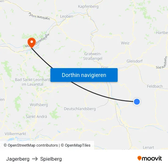 Jagerberg to Spielberg map