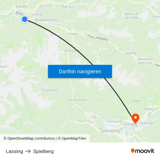 Lassing to Spielberg map