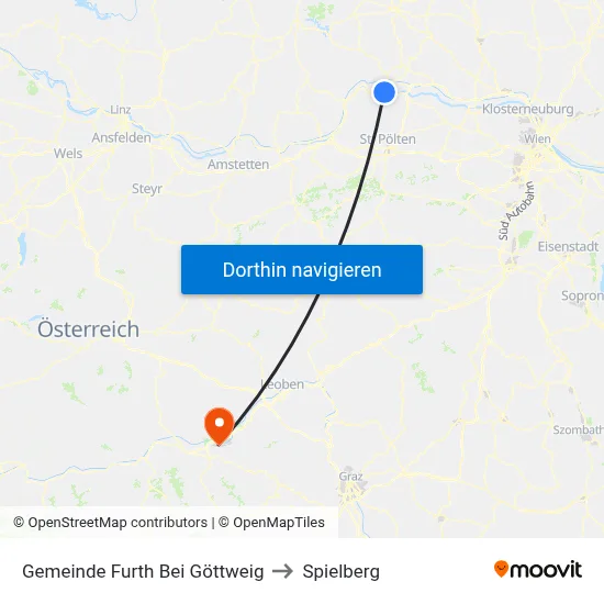 Gemeinde Furth Bei Göttweig to Spielberg map