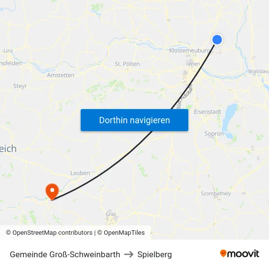 Gemeinde Groß-Schweinbarth to Spielberg map