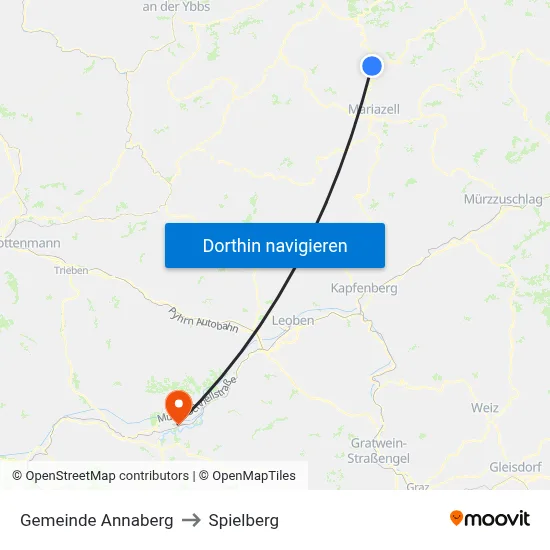 Gemeinde Annaberg to Spielberg map