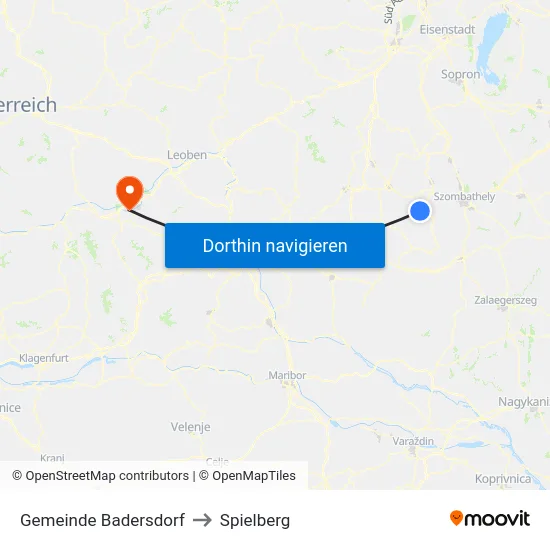 Gemeinde Badersdorf to Spielberg map