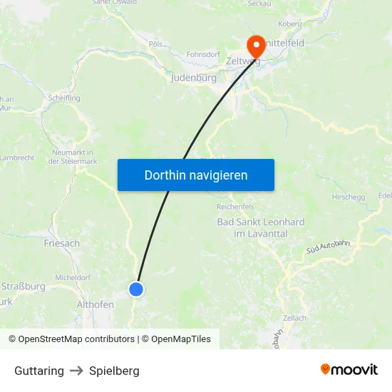 Guttaring to Spielberg map