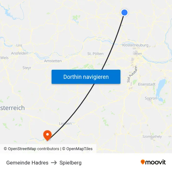 Gemeinde Hadres to Spielberg map