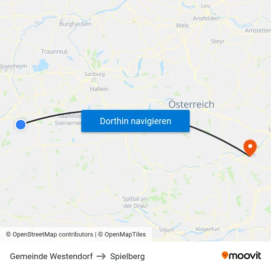 Gemeinde Westendorf to Spielberg map