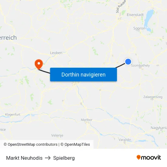 Markt Neuhodis to Spielberg map