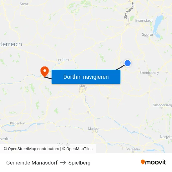 Gemeinde Mariasdorf to Spielberg map