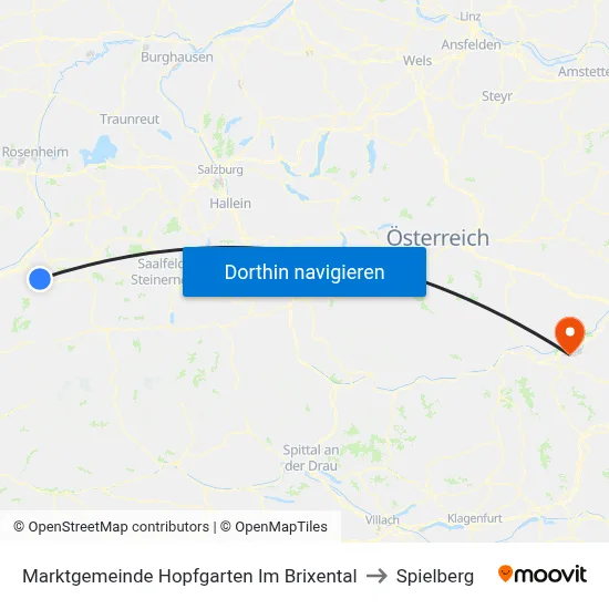Marktgemeinde Hopfgarten Im Brixental to Spielberg map