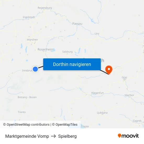 Marktgemeinde Vomp to Spielberg map