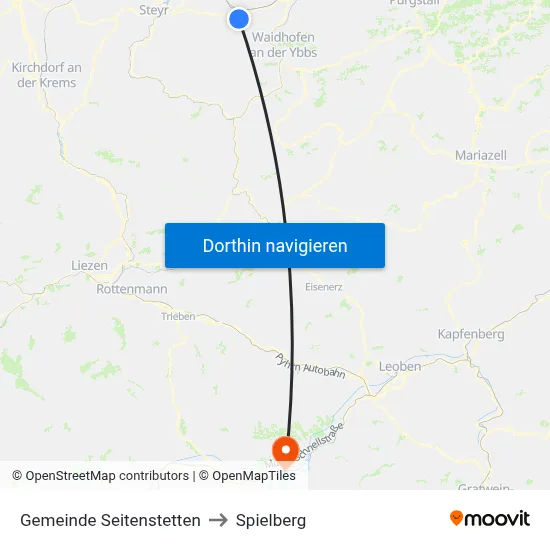 Gemeinde Seitenstetten to Spielberg map