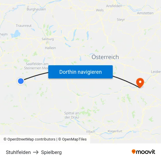 Stuhlfelden to Spielberg map