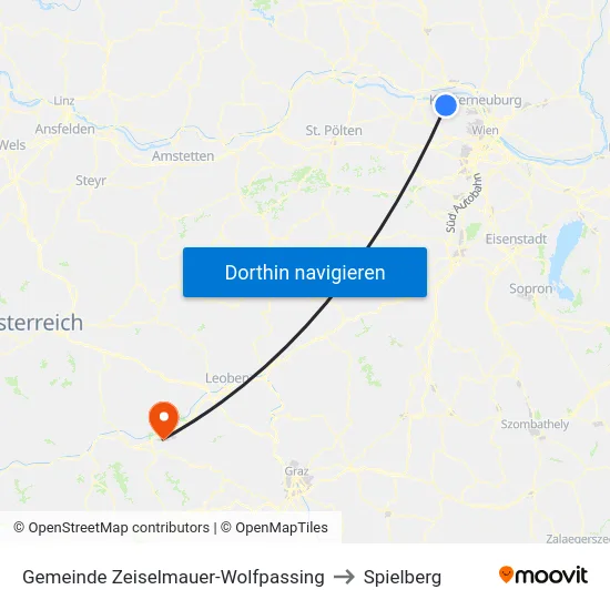 Gemeinde Zeiselmauer-Wolfpassing to Spielberg map