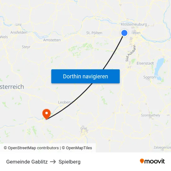 Gemeinde Gablitz to Spielberg map