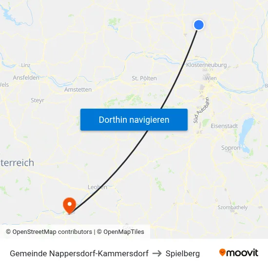 Gemeinde Nappersdorf-Kammersdorf to Spielberg map
