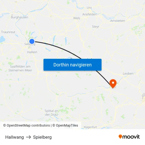 Hallwang to Spielberg map