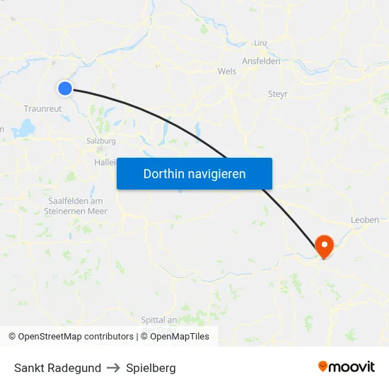Sankt Radegund to Spielberg map