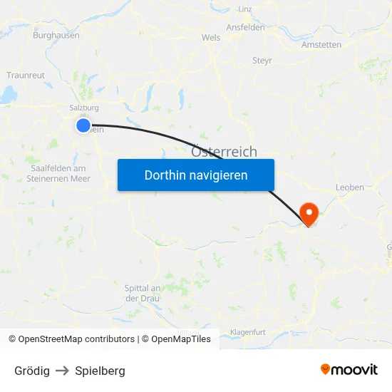 Grödig to Spielberg map