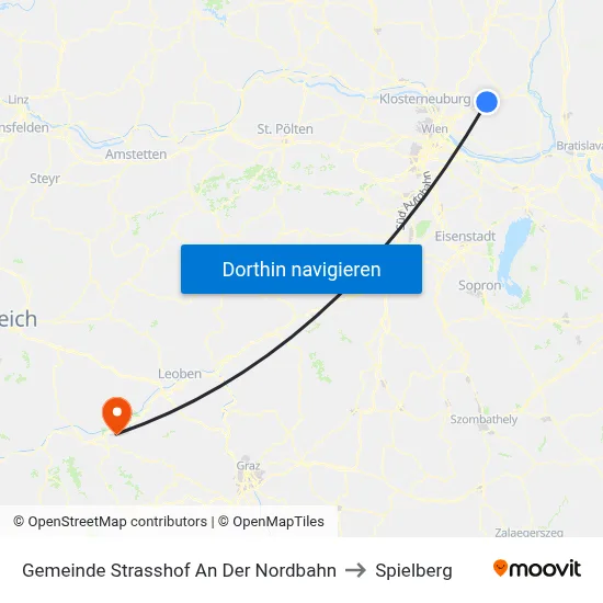 Gemeinde Strasshof An Der Nordbahn to Spielberg map