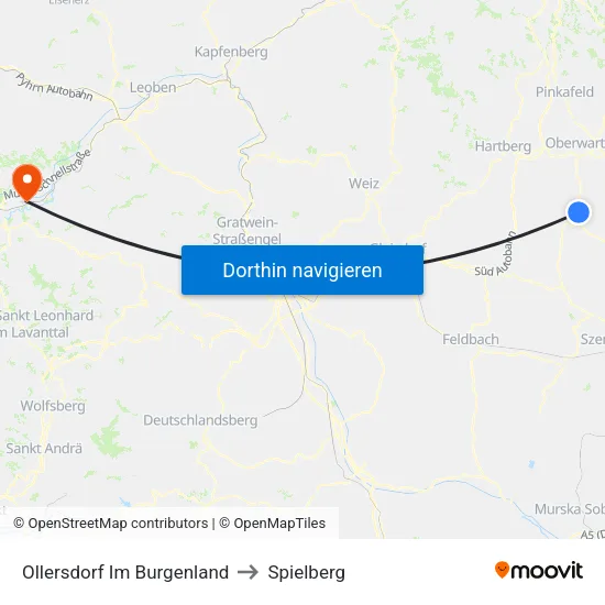 Ollersdorf Im Burgenland to Spielberg map
