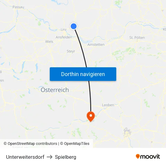 Unterweitersdorf to Spielberg map