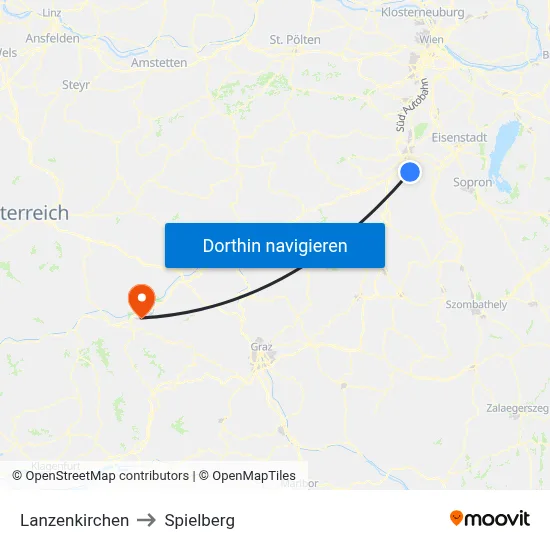 Lanzenkirchen to Spielberg map