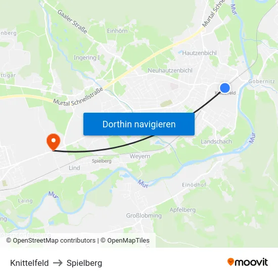 Knittelfeld to Spielberg map
