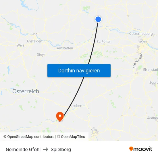 Gemeinde Gföhl to Spielberg map