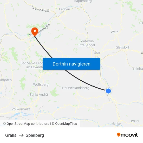 Gralla to Spielberg map