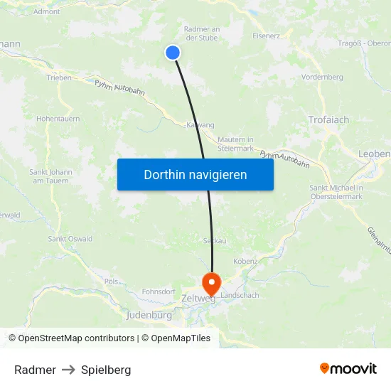 Radmer to Spielberg map