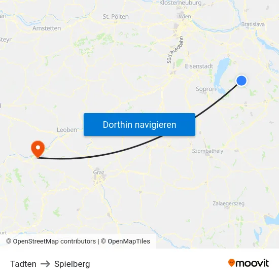 Tadten to Spielberg map