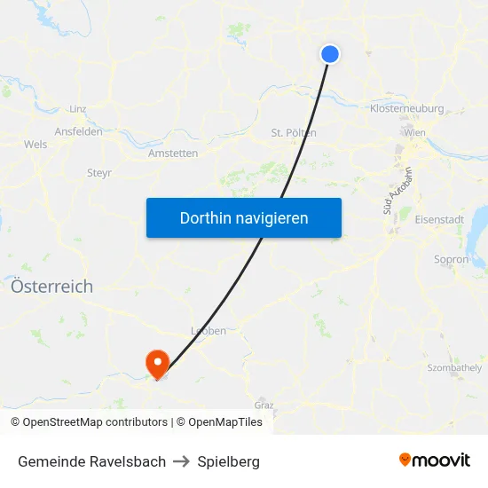 Gemeinde Ravelsbach to Spielberg map