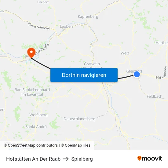 Hofstätten An Der Raab to Spielberg map