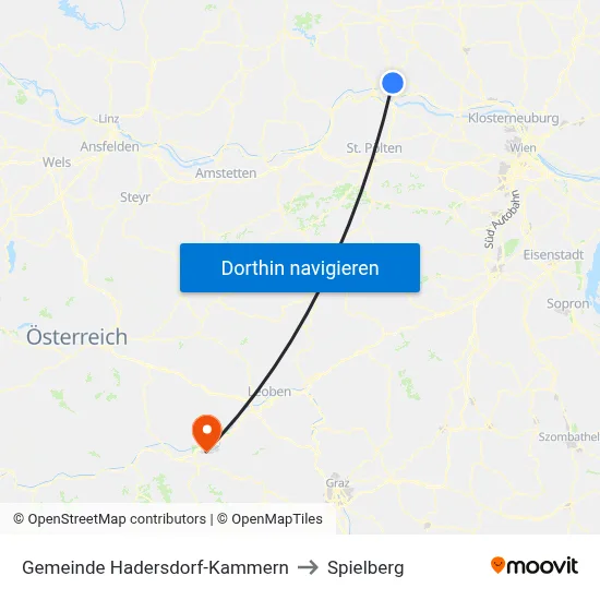 Gemeinde Hadersdorf-Kammern to Spielberg map