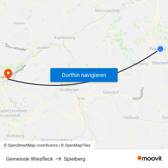 Gemeinde Wiesfleck to Spielberg map