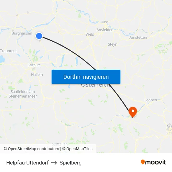 Helpfau-Uttendorf to Spielberg map